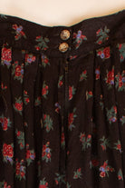Vintage Black Floral Pleated Maxi Skirt (1990s)