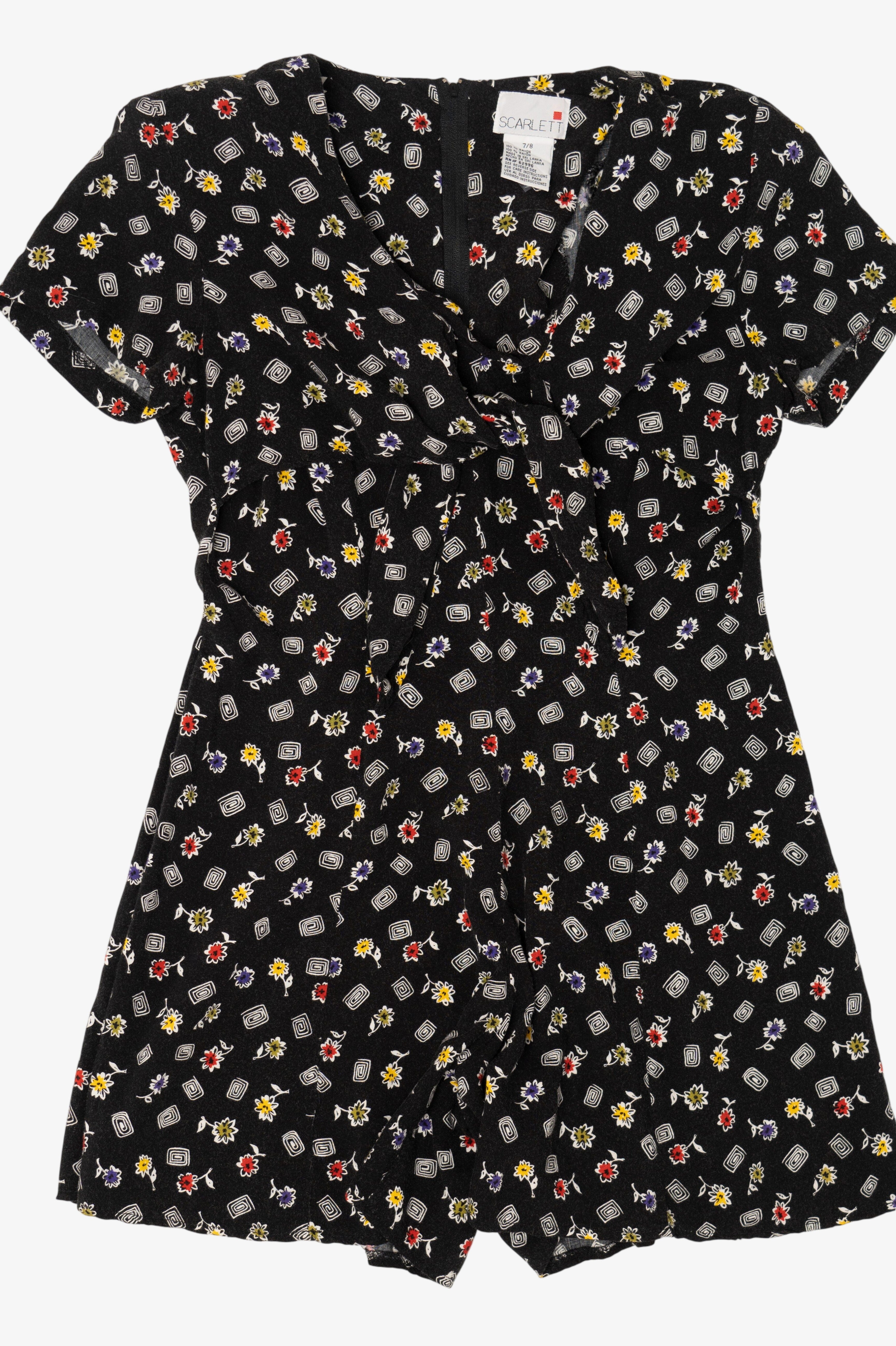 Vintage Scarlett Black Floral Romper (1990s)