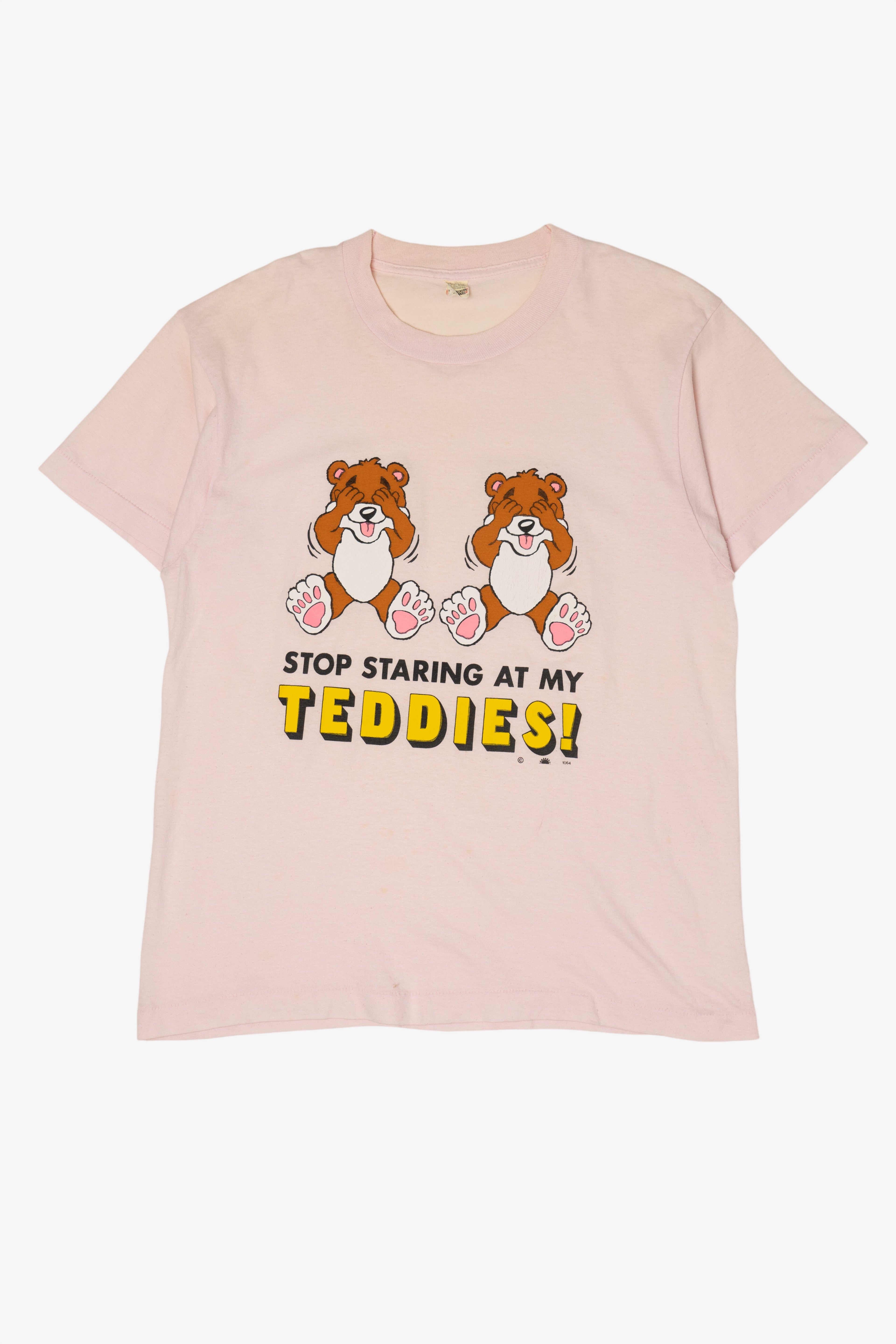 Vintage "Stop Staring At My Teddies" Funny T-Shirt (1980s)