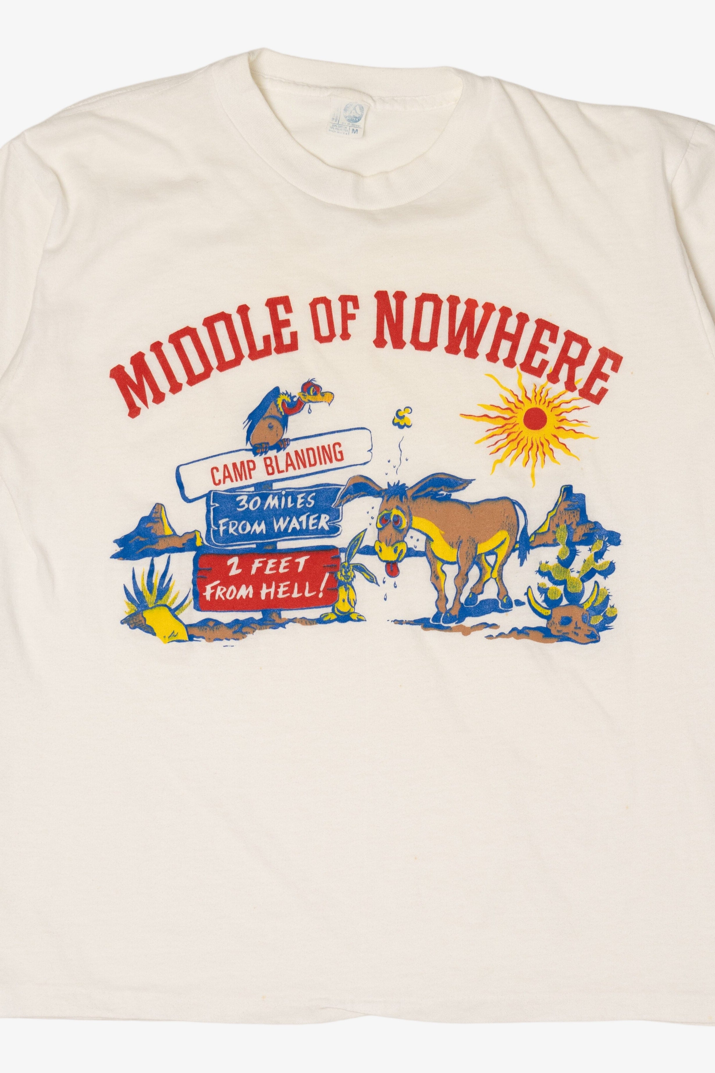 Vintage "Middle Of Nowhere" Camp Blanding Funny T-Shirt (1980s)