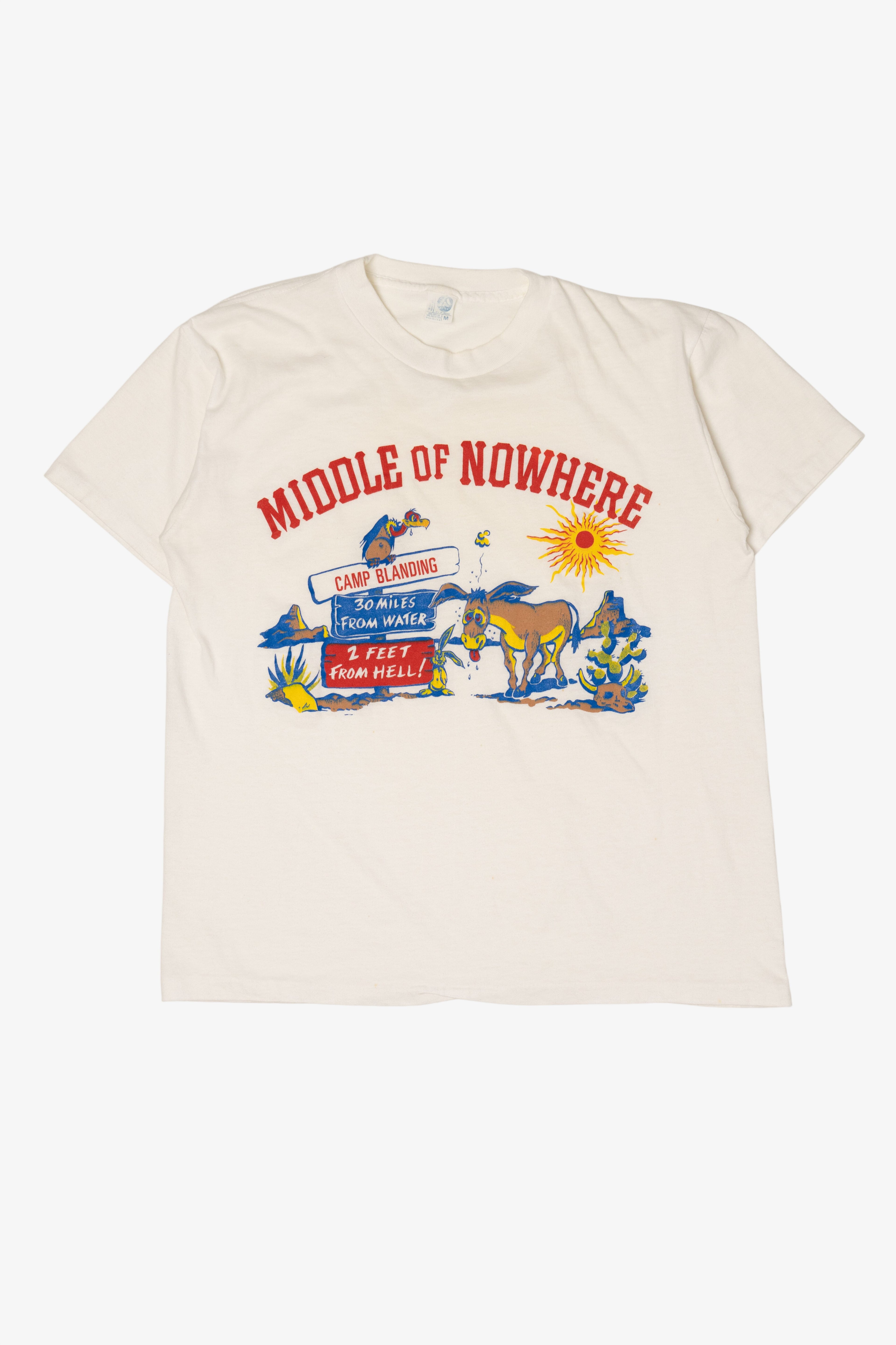 Vintage "Middle Of Nowhere" Camp Blanding Funny T-Shirt (1980s)