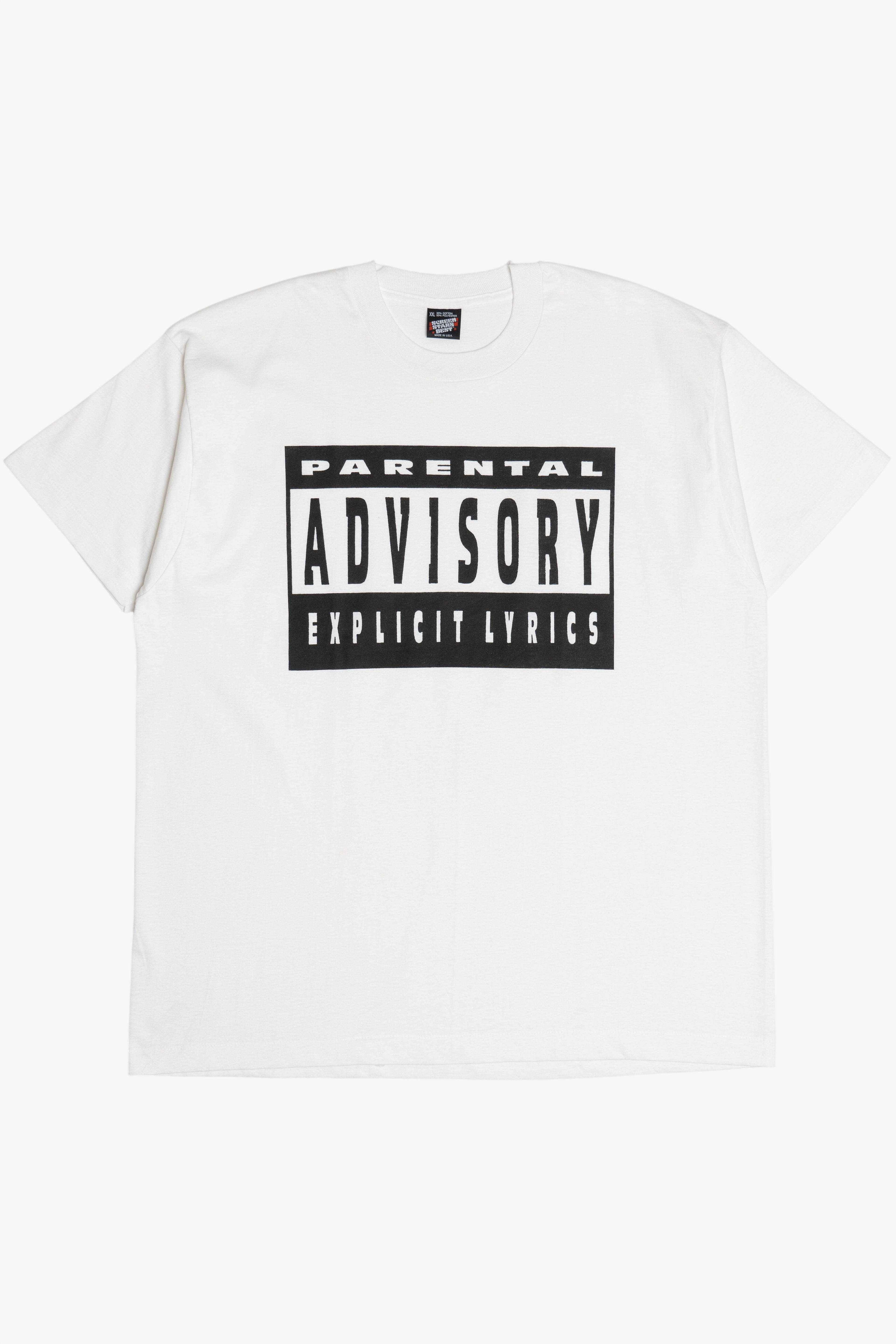 Vintage "Parental Advisory Explicit Lyrics" Single Stitch T-Shirt (1990s)