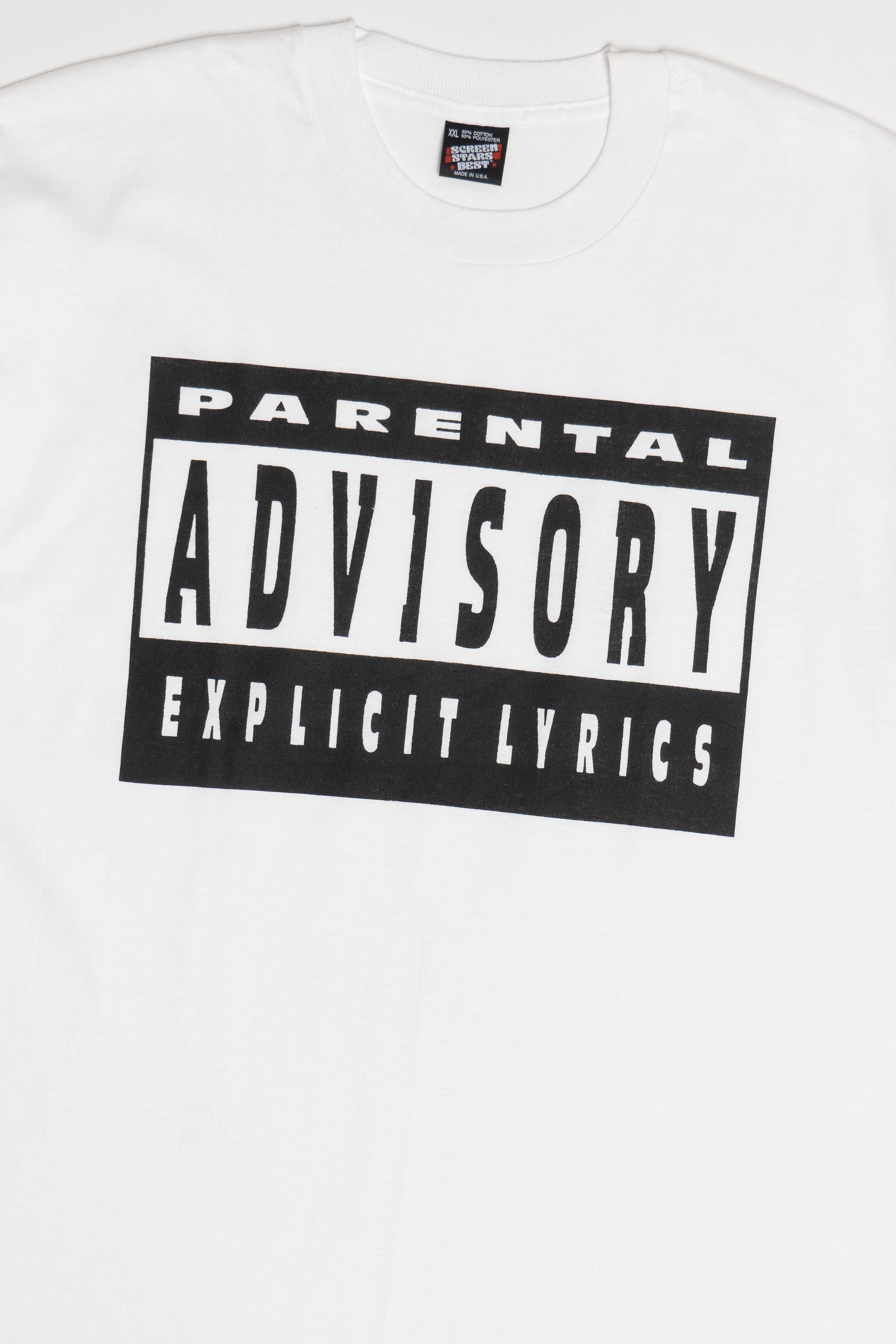 Vintage "Parental Advisory Explicit Lyrics" Single Stitch T-Shirt (1990s)