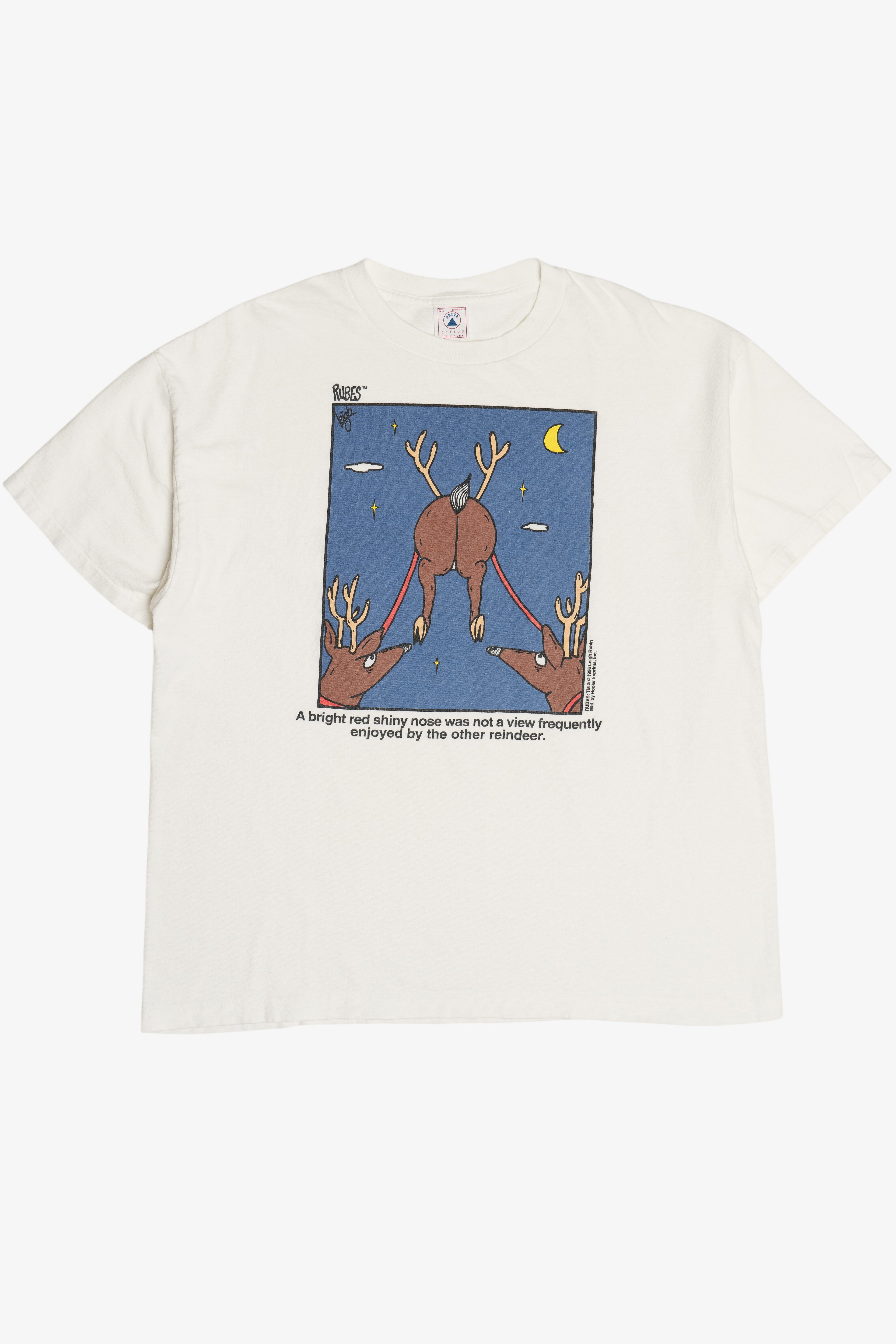 Vintage Funny Rudolph Reindeer Christmas T-Shirt (1990s)