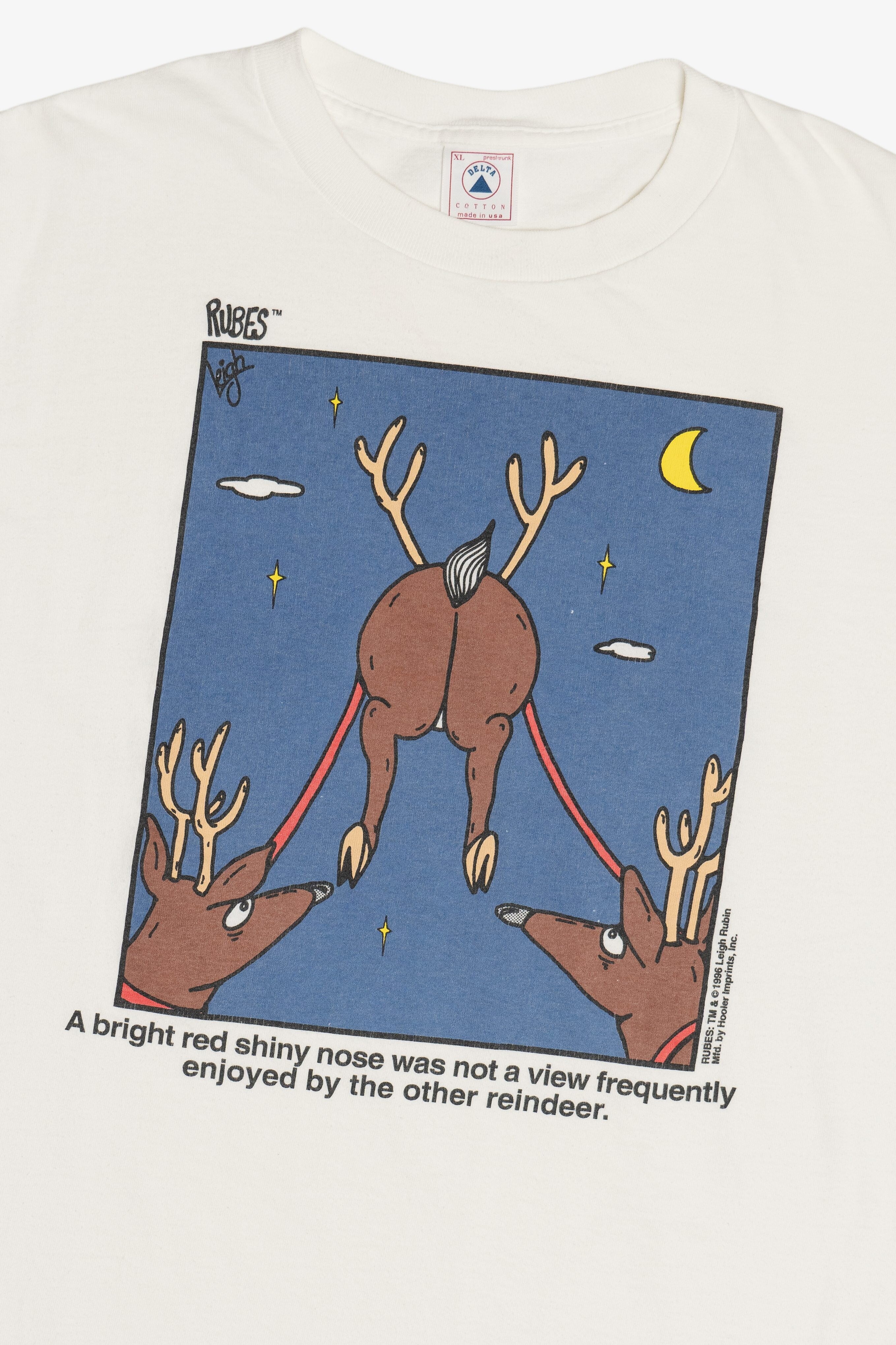 Vintage Funny Rudolph Reindeer Christmas T-Shirt (1990s)