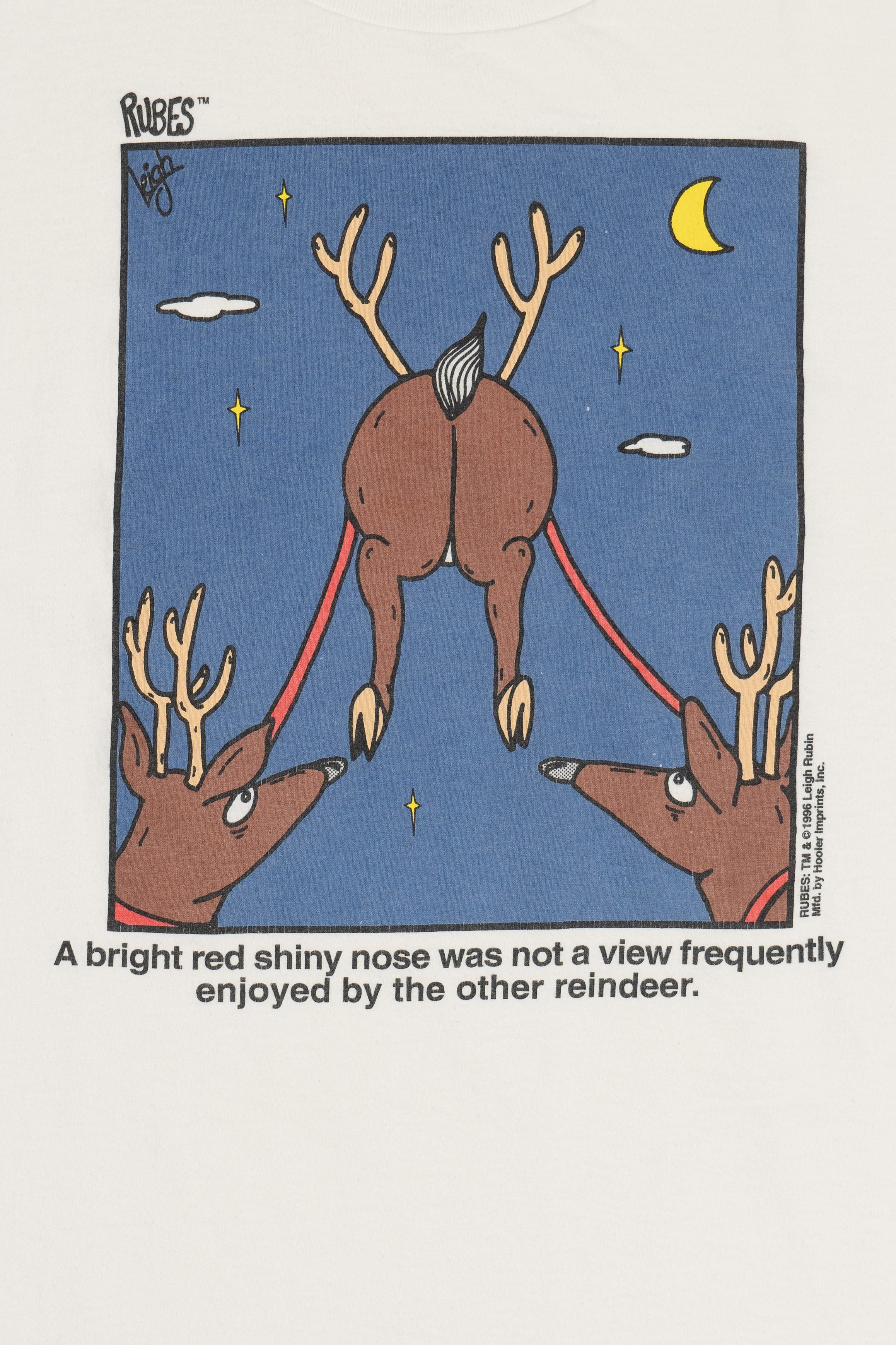 Vintage Funny Rudolph Reindeer Christmas T-Shirt (1990s)