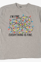 Light Gray "I'm Fine... Everything Is Fine" Funny Christmas Lights T-Shirt
