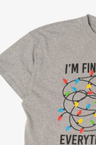 Light Gray "I'm Fine... Everything Is Fine" Funny Christmas Lights T-Shirt