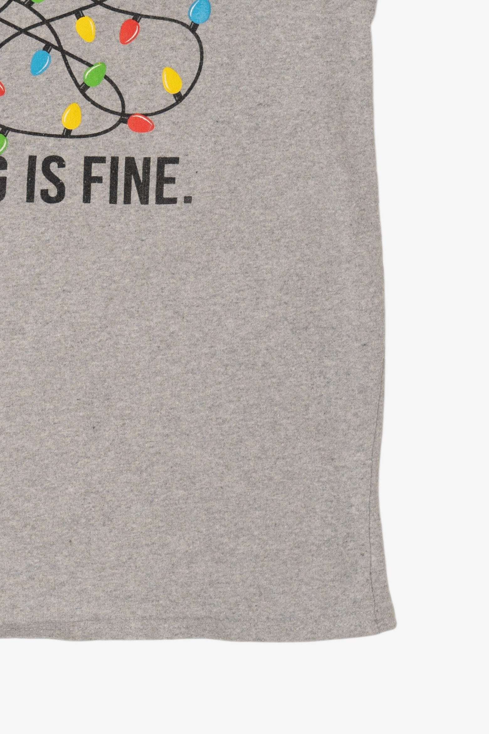 Light Gray "I'm Fine... Everything Is Fine" Funny Christmas Lights T-Shirt