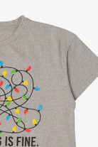Light Gray "I'm Fine... Everything Is Fine" Funny Christmas Lights T-Shirt