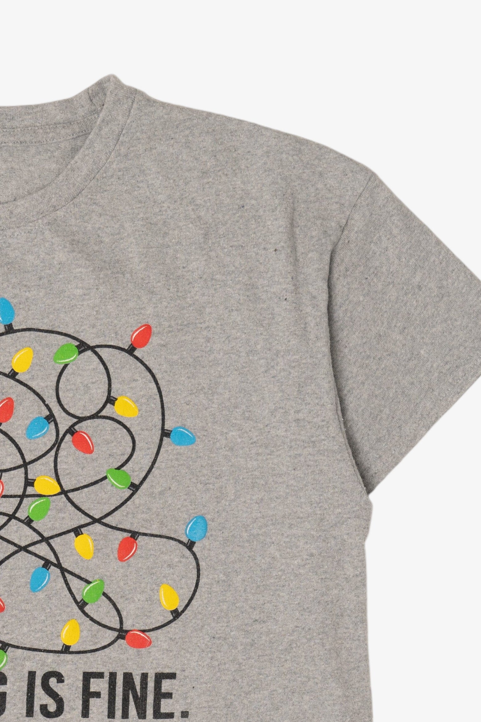 Light Gray "I'm Fine... Everything Is Fine" Funny Christmas Lights T-Shirt