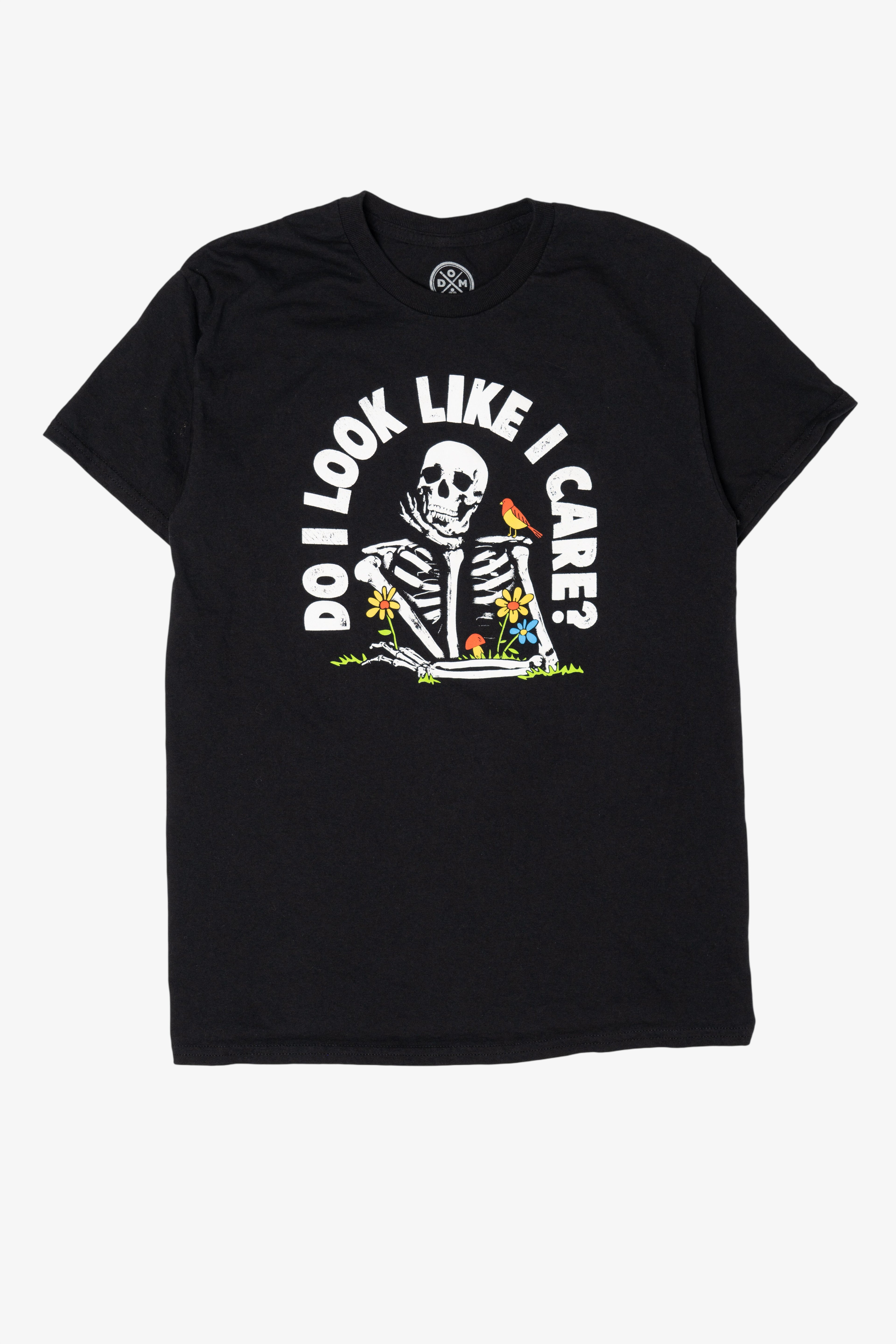 Skeleton "Do I Look Like I Care?" Funny Halloween T-Shirt