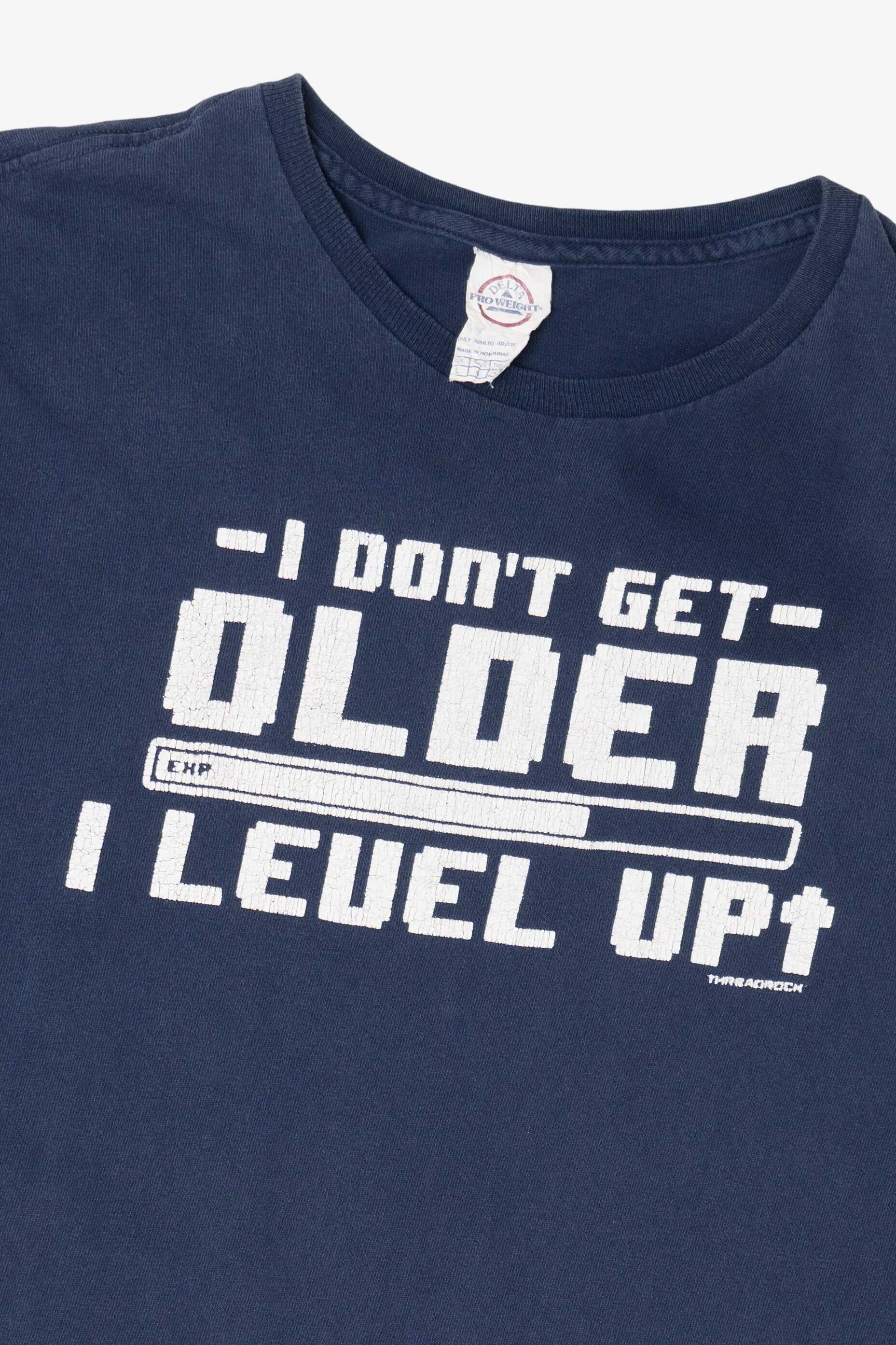 Vintage Navy Blue "I Don't Get Older I Level Up" T-Shirt (2000s)