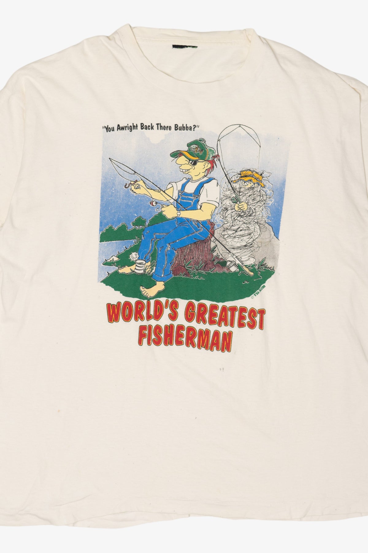 Vintage "World's Greatest Fisherman" Funny Single Stitch T-Shirt (1990s)