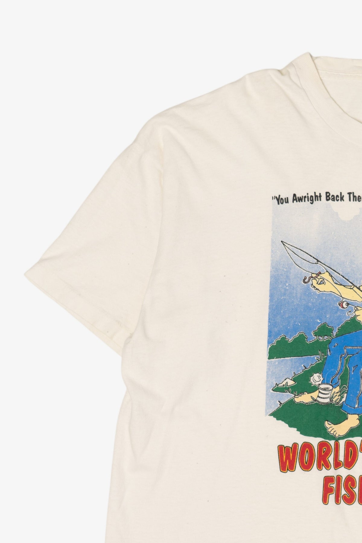 Vintage "World's Greatest Fisherman" Funny Single Stitch T-Shirt (1990s)