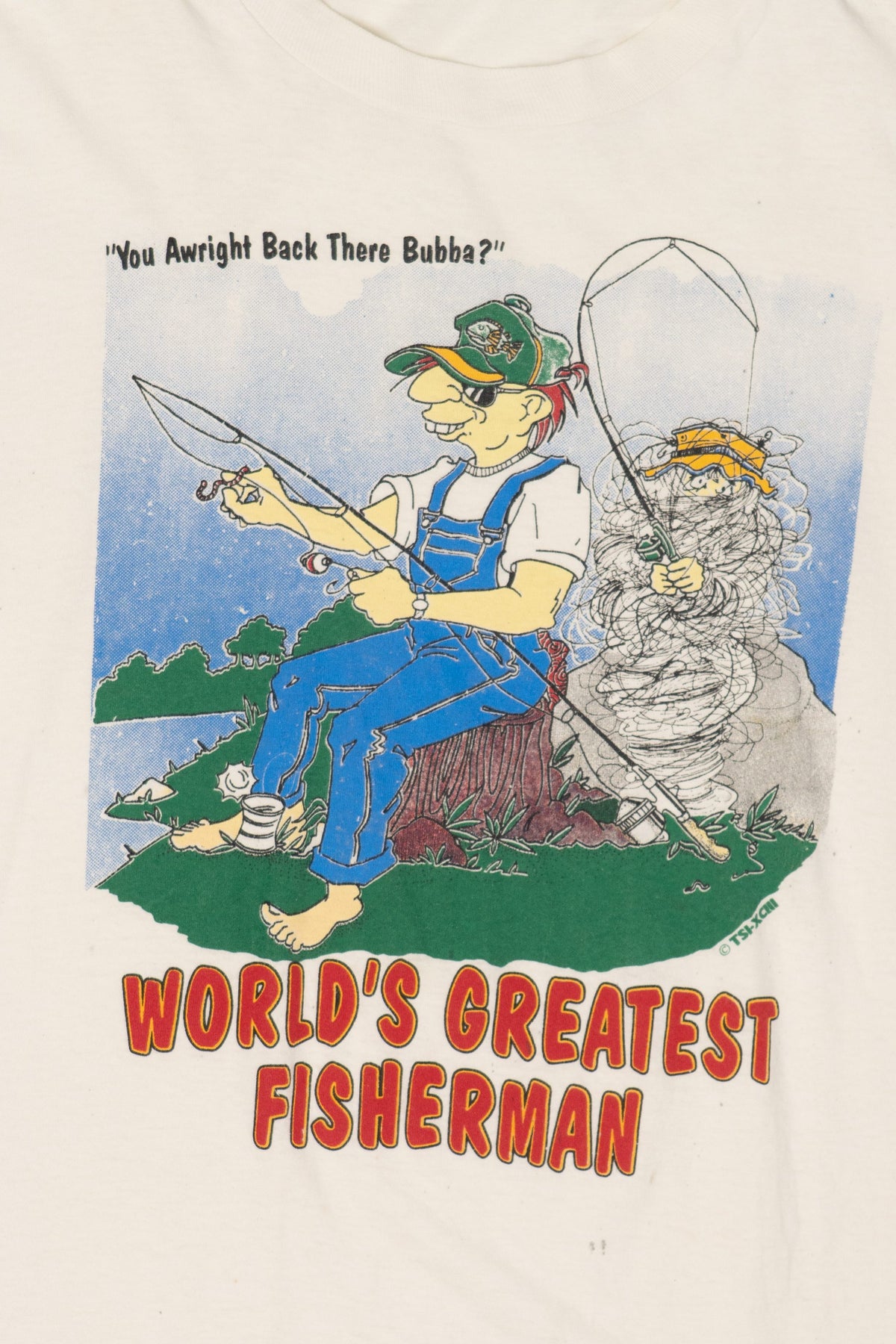Vintage "World's Greatest Fisherman" Funny Single Stitch T-Shirt (1990s)