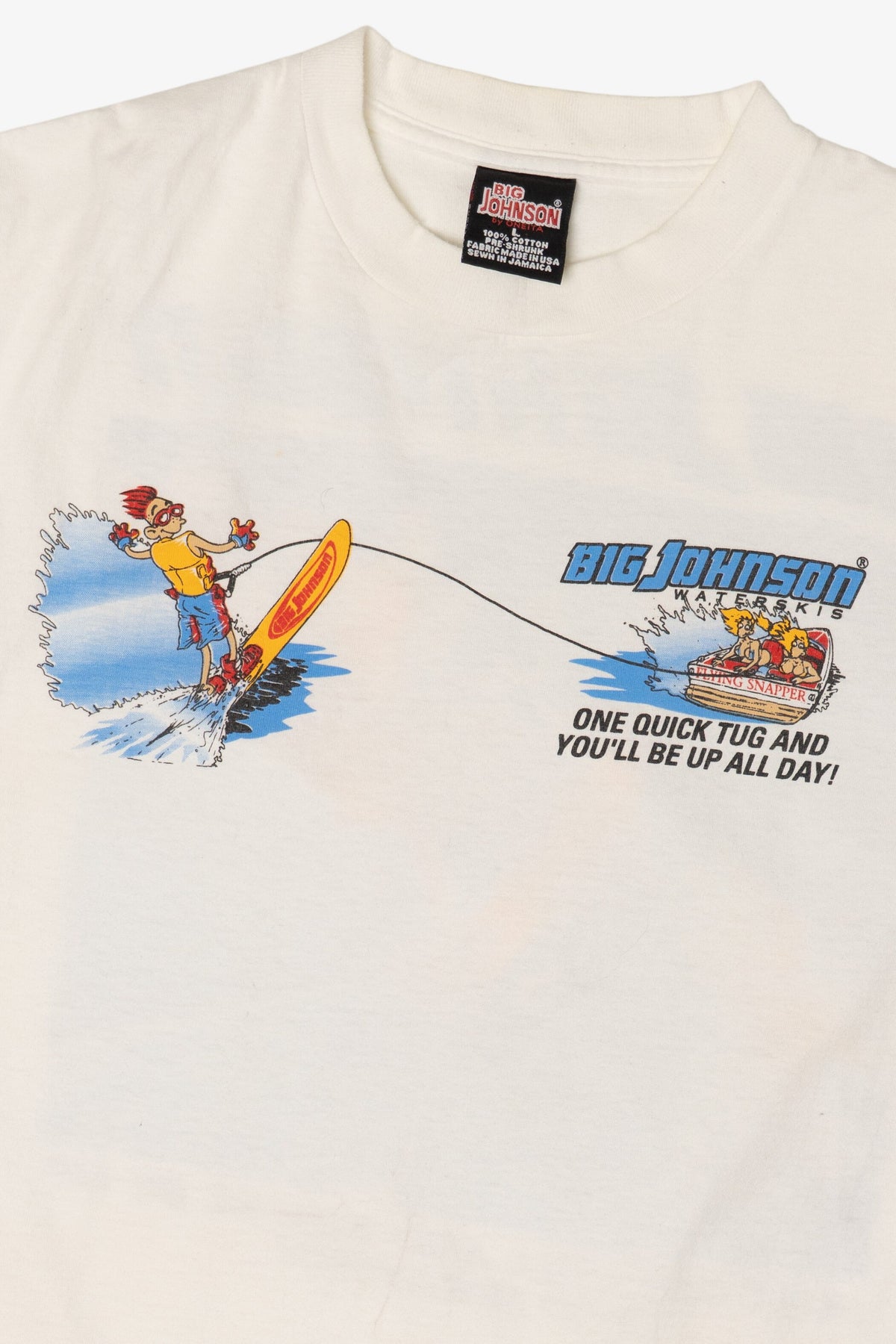Vintage Big Johnson Waterskis Funny Single Stitch T-Shirt (1990s)