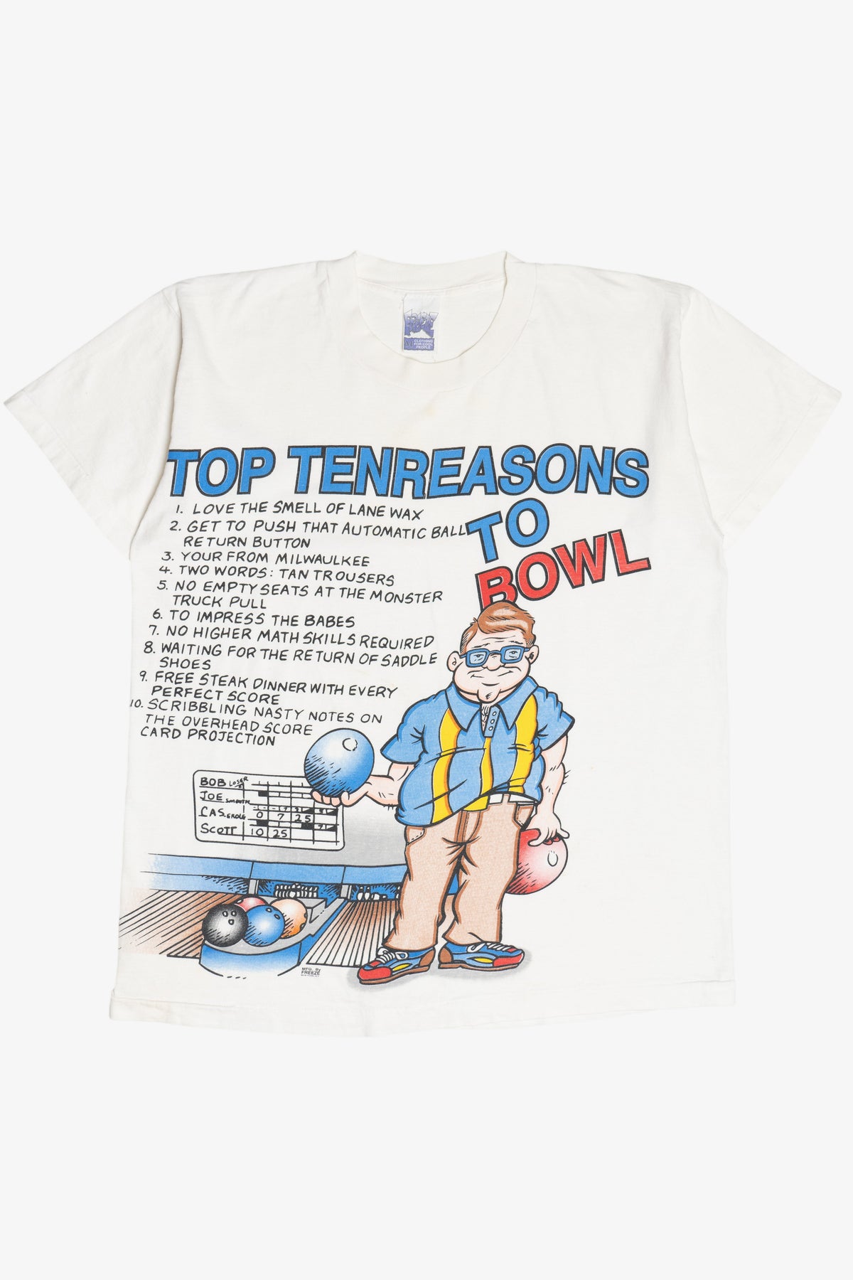 Vintage "Top 10 Reasons To Bowl" Funny T-Shirt (1990s)