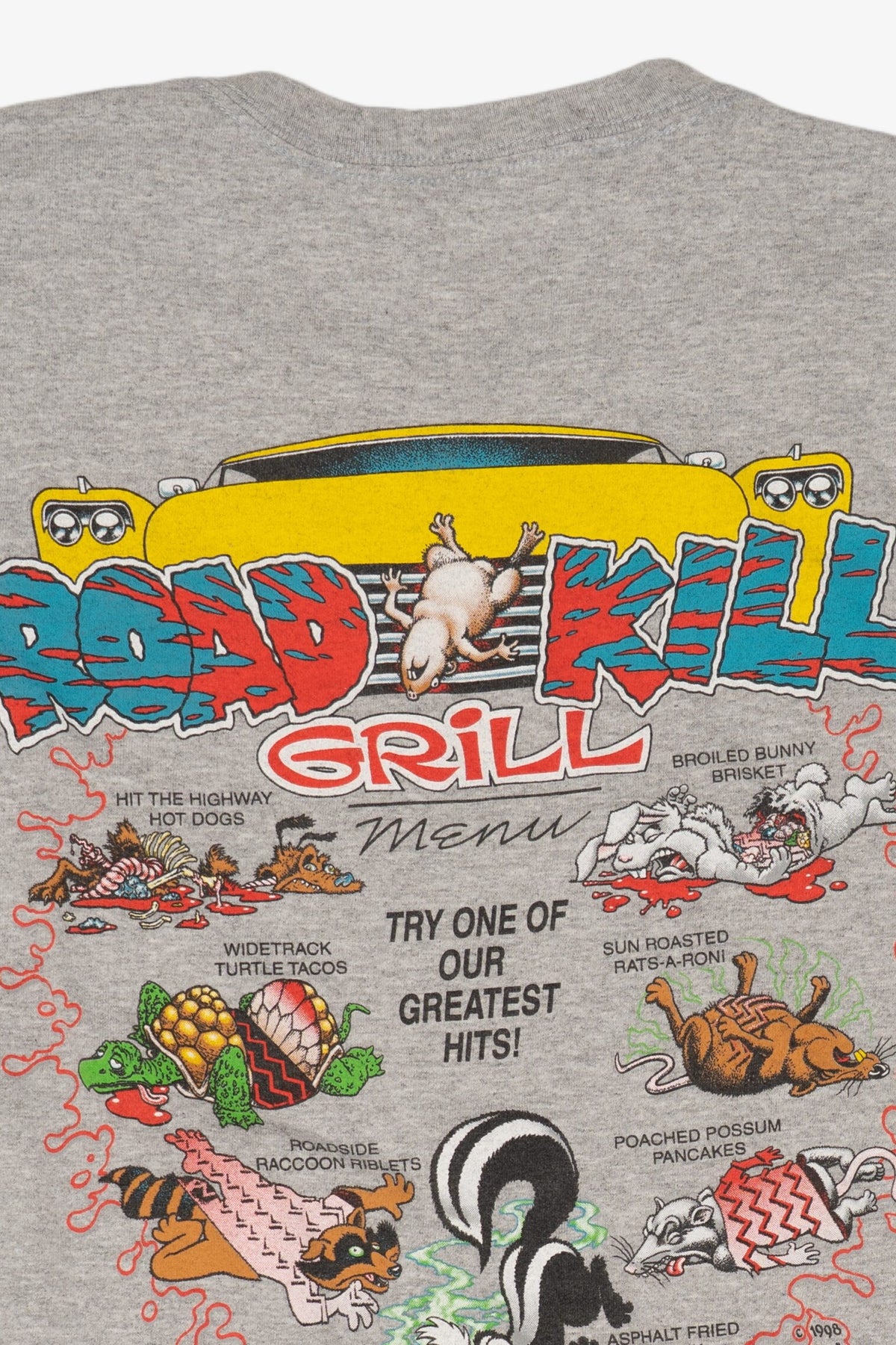 Vintage Road Kill Grill Funny Gray T-Shirt (1990s)