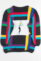 Vintage Black Geometric Golfer Sweater