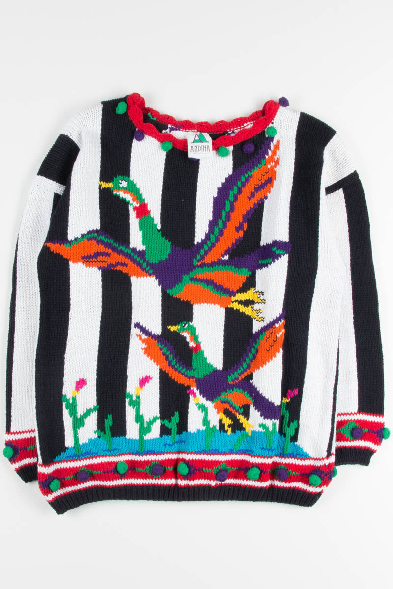 Vintage Striped Ducks Sweater