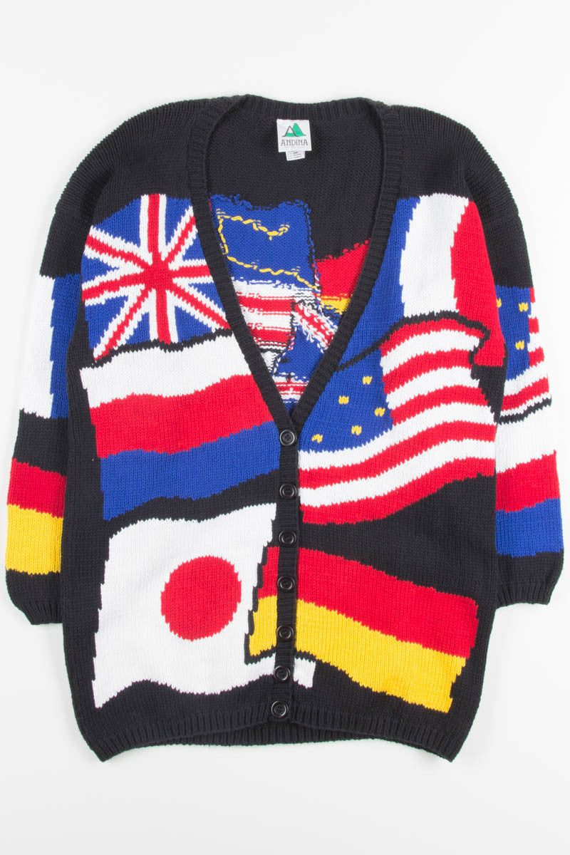 Vintage Flag Collage Cardigan 1