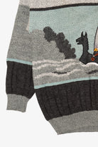 Vintage Light Gray Vikings Sailing The Sea Sweater (1990s)