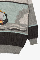 Vintage Light Gray Vikings Sailing The Sea Sweater (1990s)