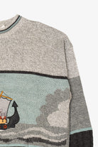 Vintage Light Gray Vikings Sailing The Sea Sweater (1990s)