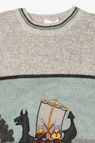 Vintage Light Gray Vikings Sailing The Sea Sweater (1990s)