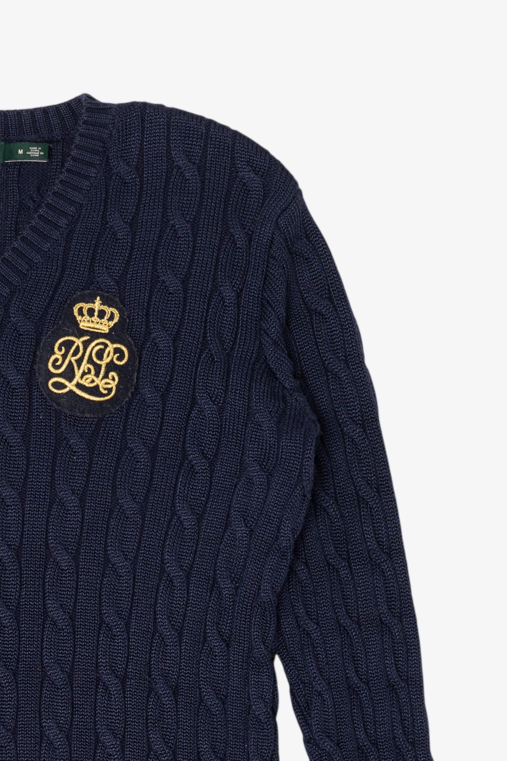 Vintage Navy Blue Ralph Lauren Cable Knit Sweater (1990s)