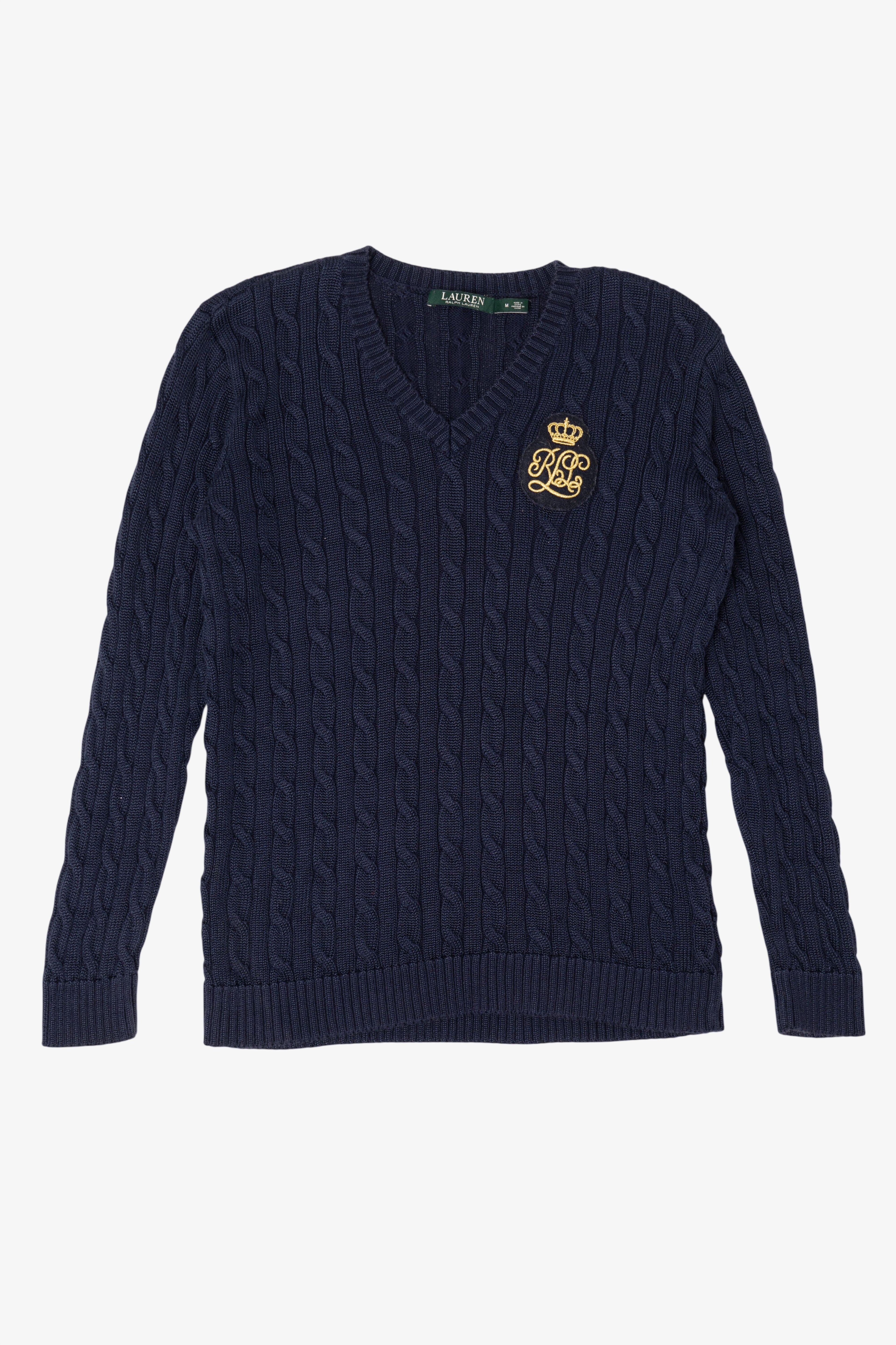 Vintage Navy Blue Ralph Lauren Cable Knit Sweater (1990s)