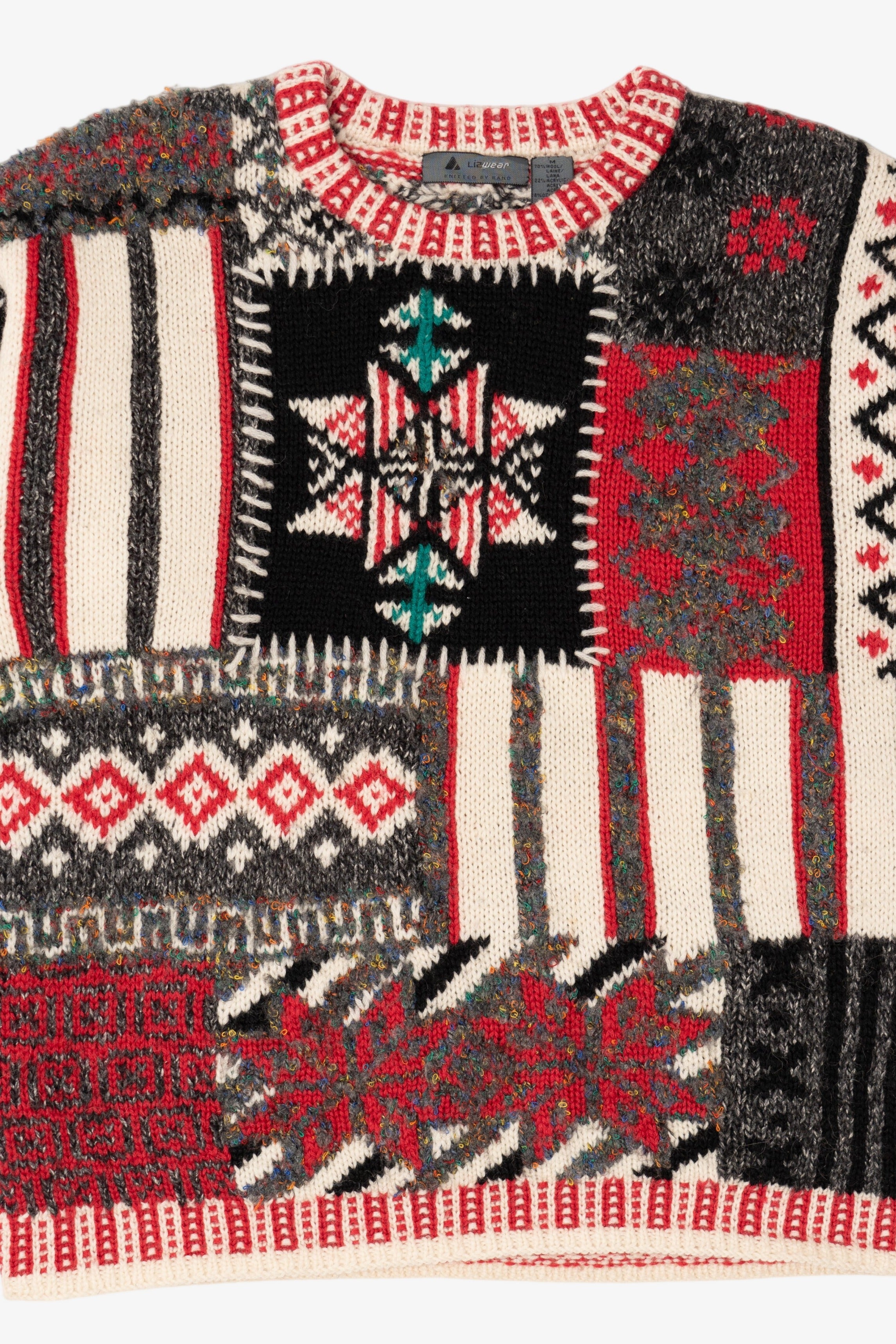 Vintage Hand Knit Lizwear Patchwork Sweater (1990s)