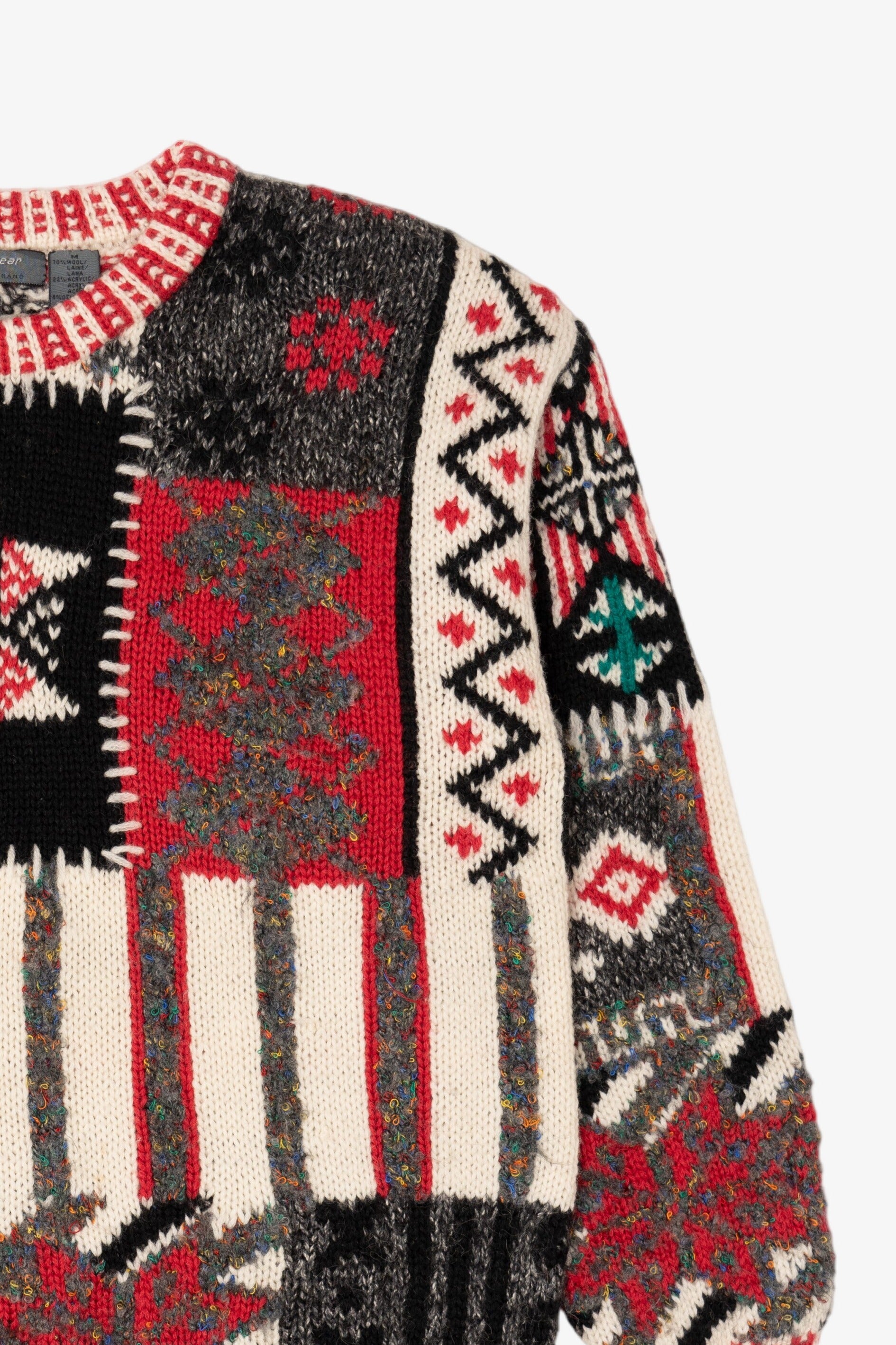 Vintage Hand Knit Lizwear Patchwork Sweater (1990s)