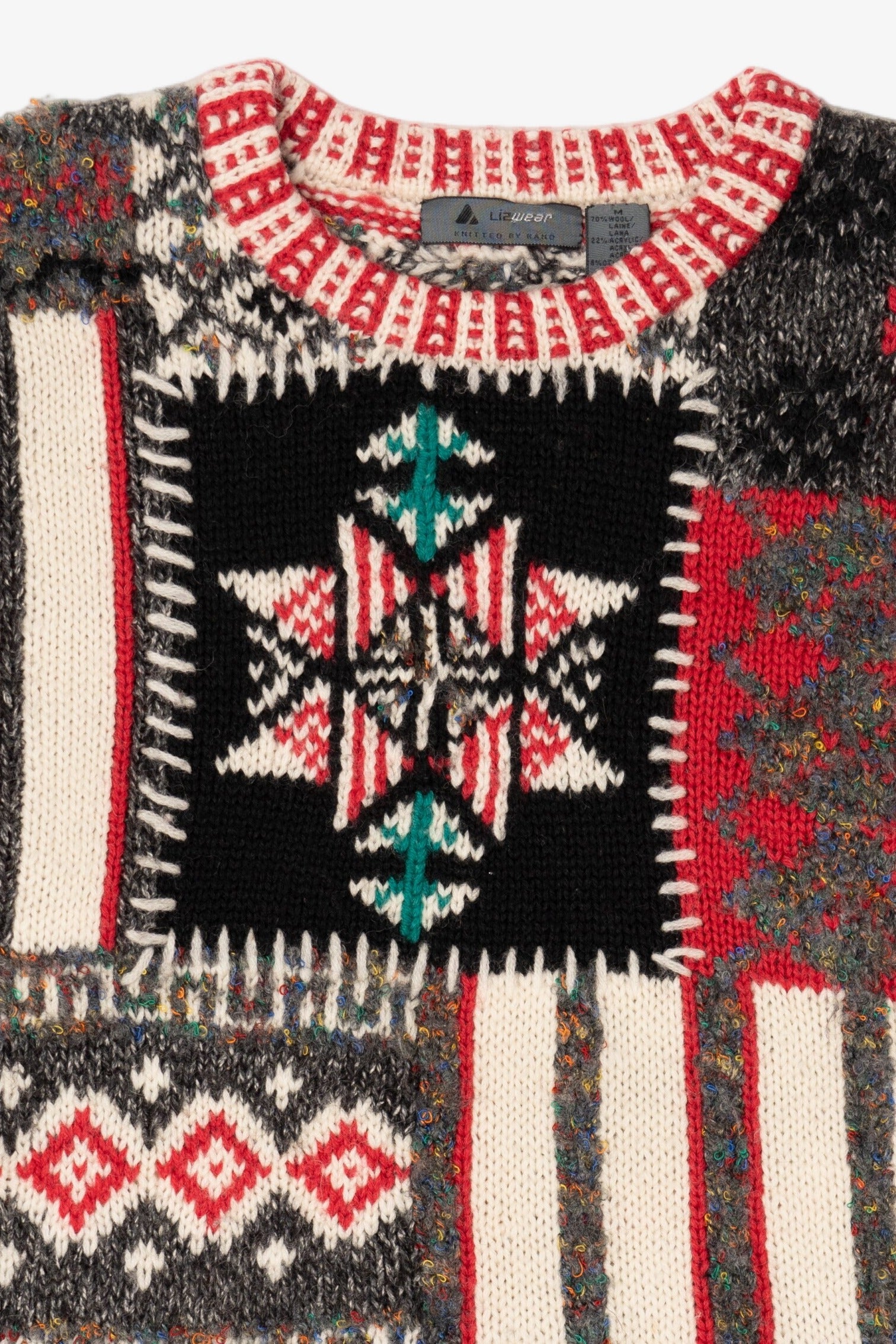 Vintage Hand Knit Lizwear Patchwork Sweater (1990s)
