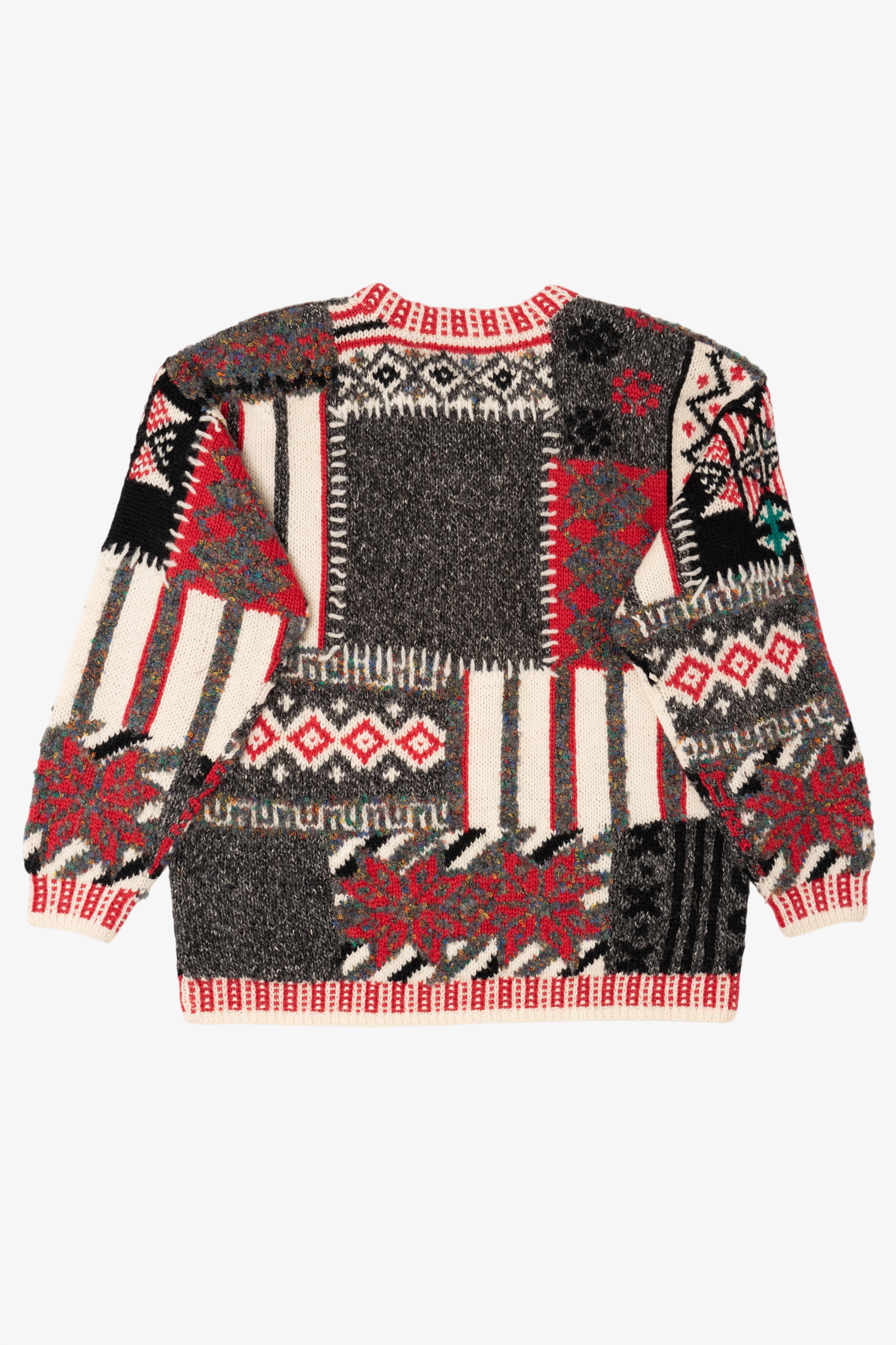 Vintage Hand Knit Lizwear Patchwork Sweater (1990s)