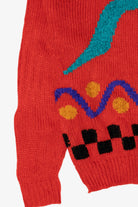 Vintage Red Sheridan Square Abstract Graphic Sweater (1980s)