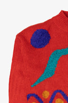 Vintage Red Sheridan Square Abstract Graphic Sweater (1980s)