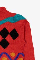 Vintage Red Sheridan Square Abstract Graphic Sweater (1980s)