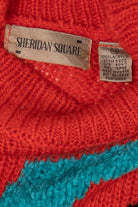 Vintage Red Sheridan Square Abstract Graphic Sweater (1980s)