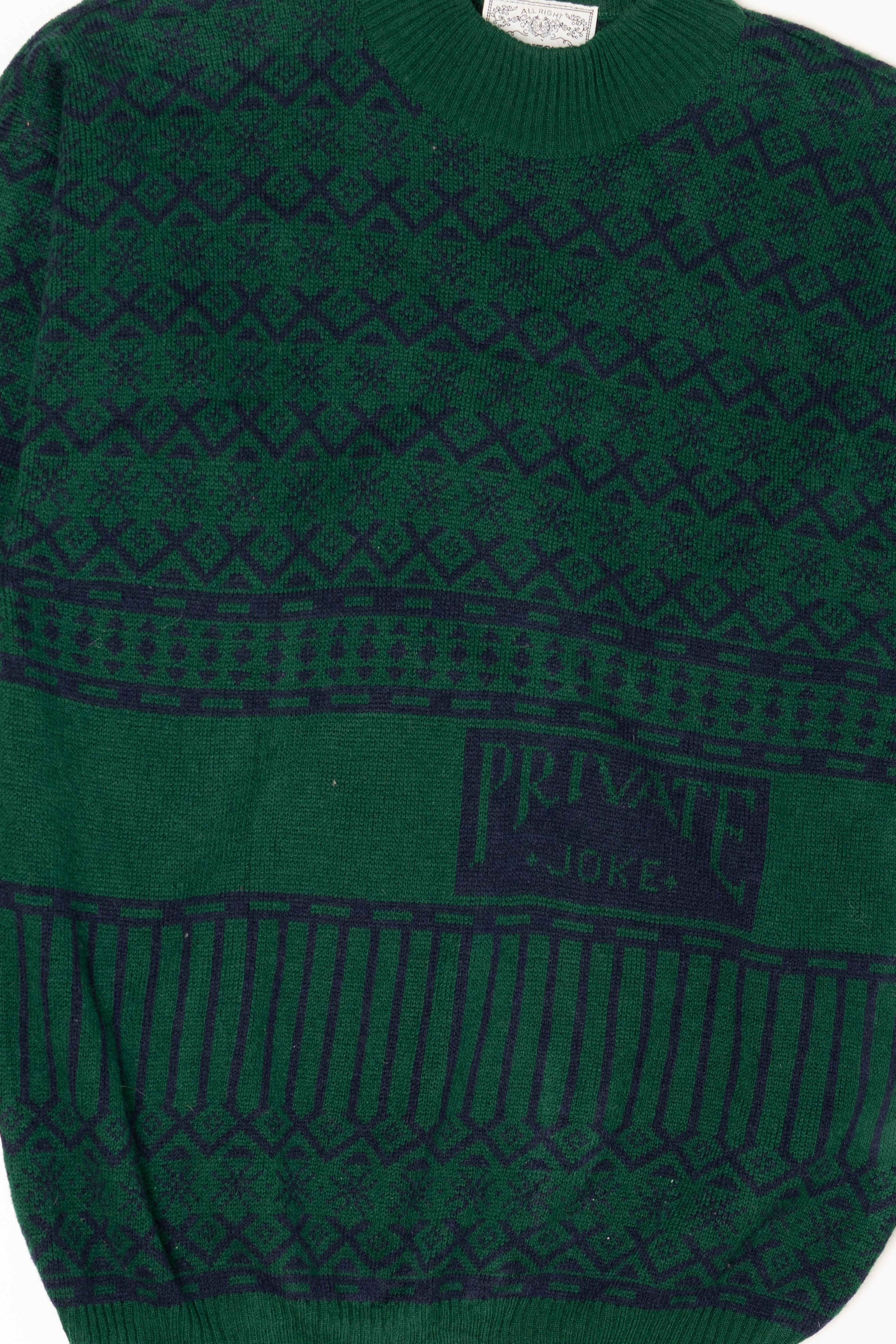 Vintage Green HorizonIV "Private Joke" Sweater (1980s)