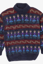 Vintage Hand Made Navy Blue Obraje Graphic Sweater (1980s)