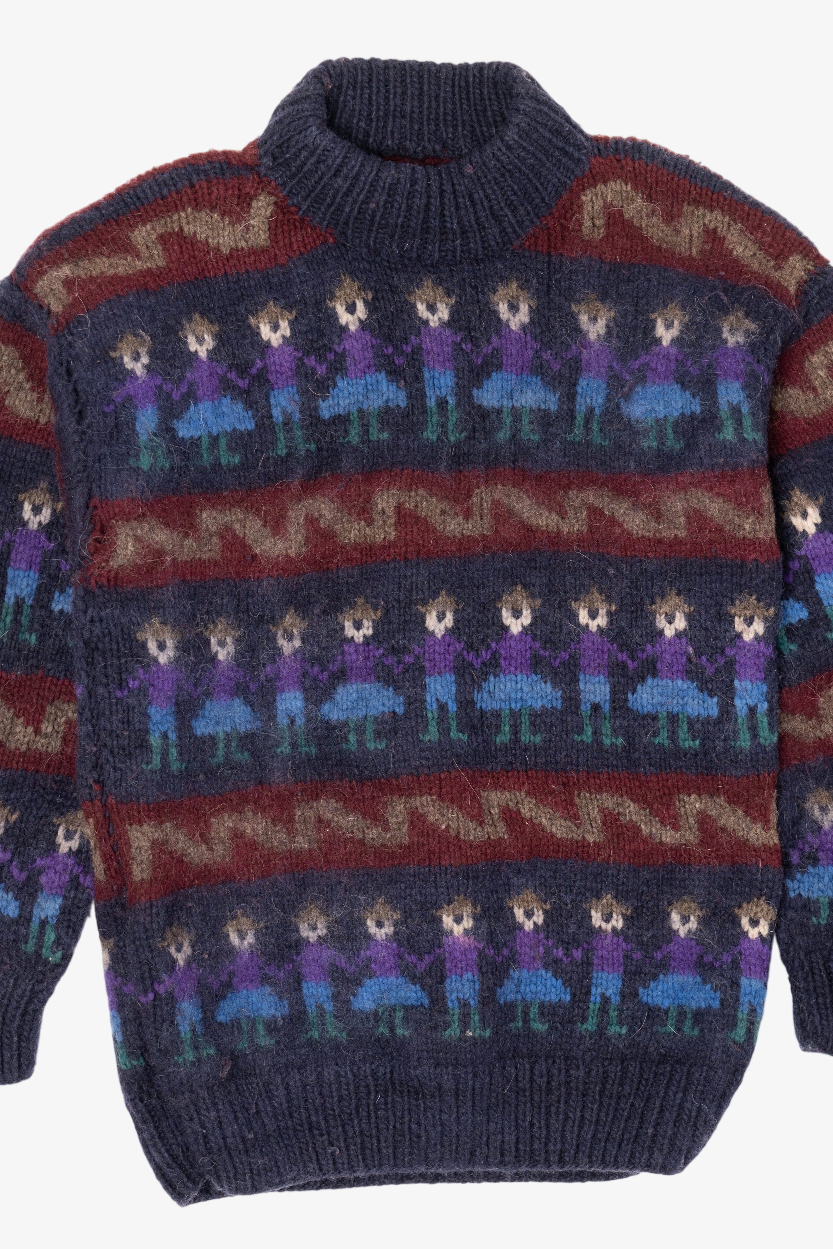 Vintage Hand Made Navy Blue Obraje Graphic Sweater (1980s)