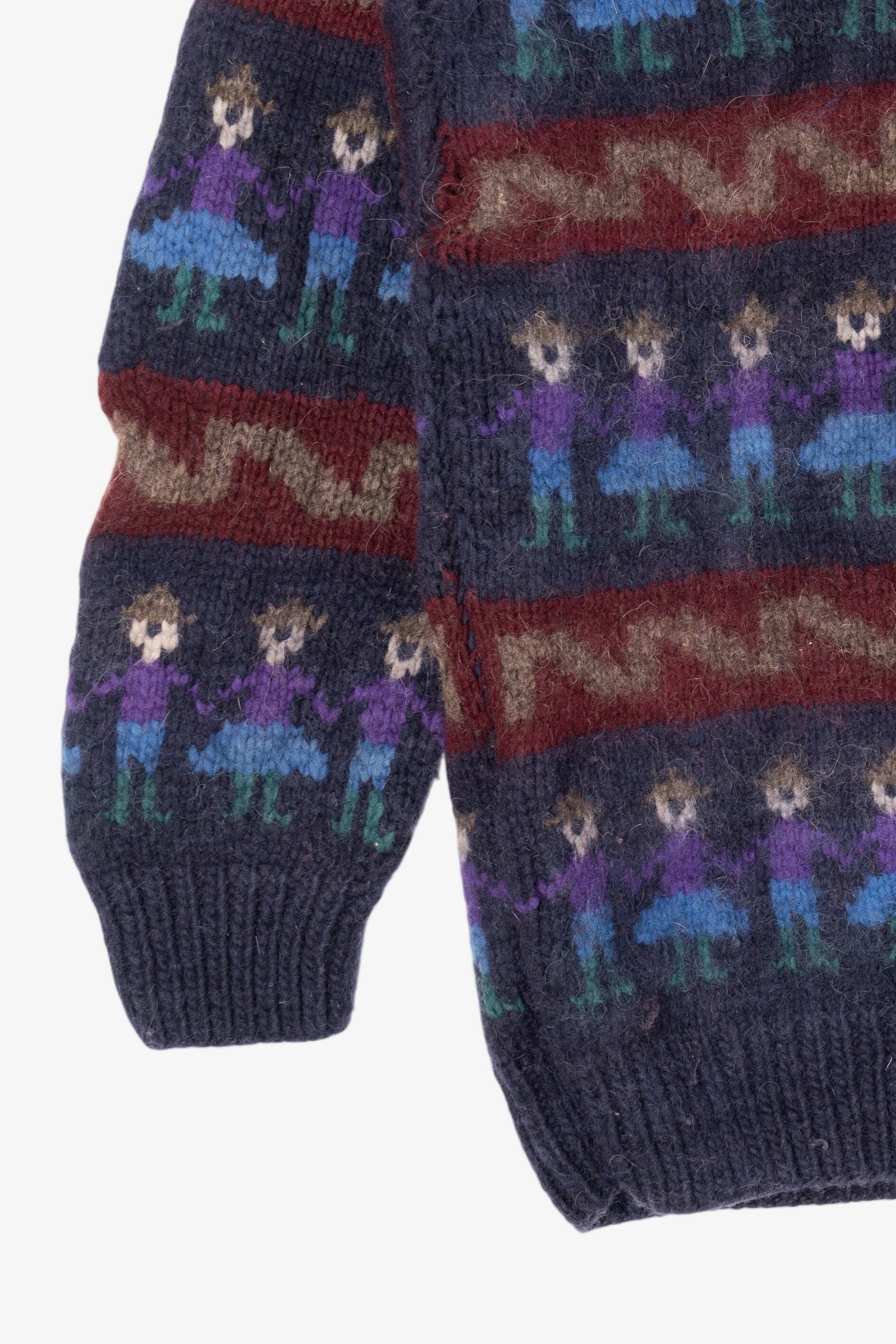 Vintage Hand Made Navy Blue Obraje Graphic Sweater (1980s)