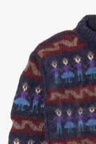 Vintage Hand Made Navy Blue Obraje Graphic Sweater (1980s)