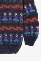 Vintage Hand Made Navy Blue Obraje Graphic Sweater (1980s)