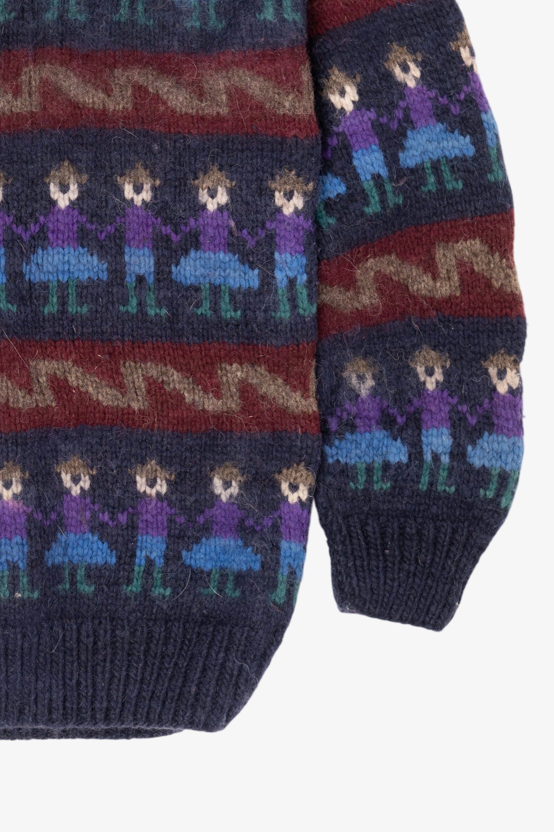 Vintage Hand Made Navy Blue Obraje Graphic Sweater (1980s)