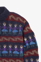 Vintage Hand Made Navy Blue Obraje Graphic Sweater (1980s)