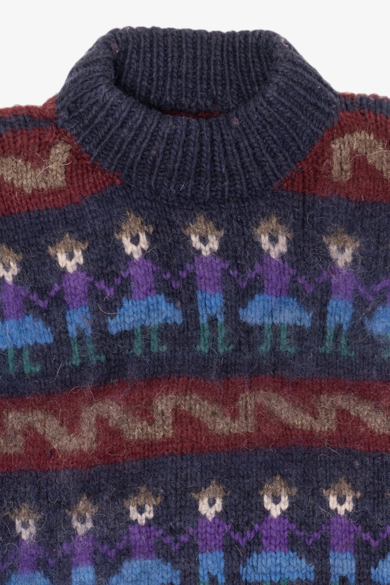 Vintage Hand Made Navy Blue Obraje Graphic Sweater (1980s)