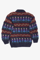 Vintage Hand Made Navy Blue Obraje Graphic Sweater (1980s)